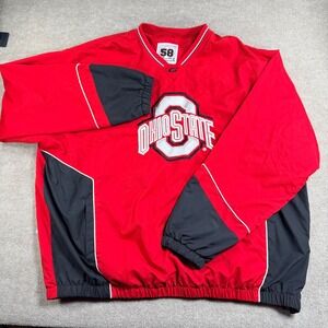 Vintage 58 Sports Ohio State Buckeyes Windbreaker Pullover‎ Red Black 3XL